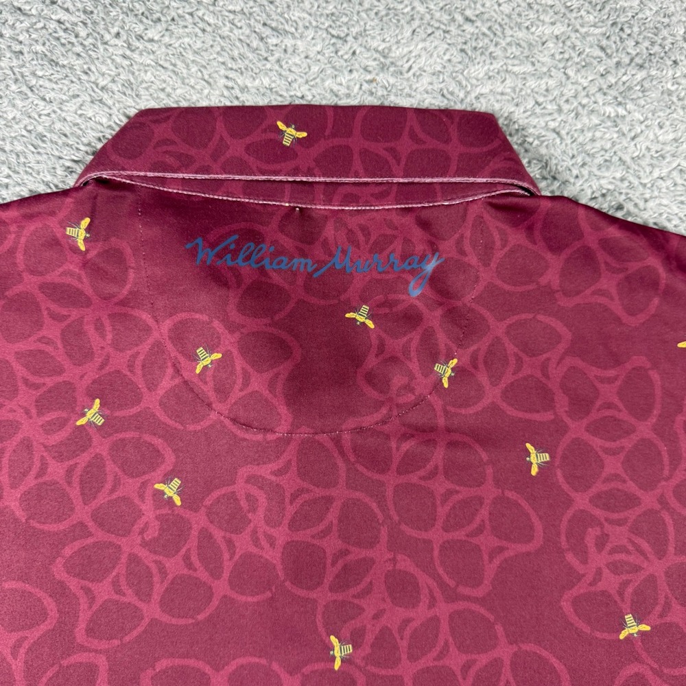William Murray Golf Polo Mens Medium Maroon Bee Pretzel Pattern Shirt Performanc - Picture 5 of 7
